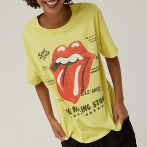 DAYDREAMER NWOT Rolling Stones 1978 Boyfriend Band Tee Yellow Large Relaxed Fit